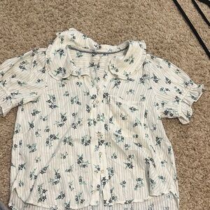 Pilcro White and Blue Floral women Blouse